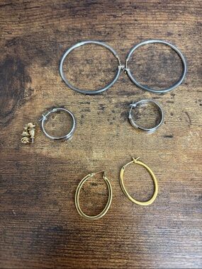 Mixed Metal Hoop Earring Set — Gold & Silver
